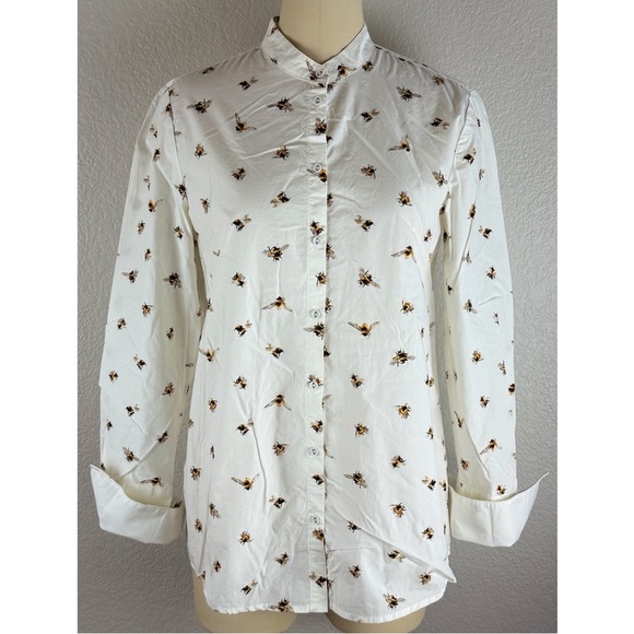Victoria Beckham Tops - Victoria Beckham Women’s Button-Down  Cream Shirt w/Bumble Bees Print Small